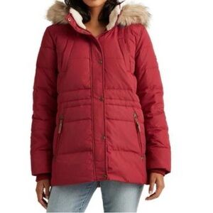 Ralph Lauren Women's Faux-Fur-Trim Hooded Down Puffer Coat size S